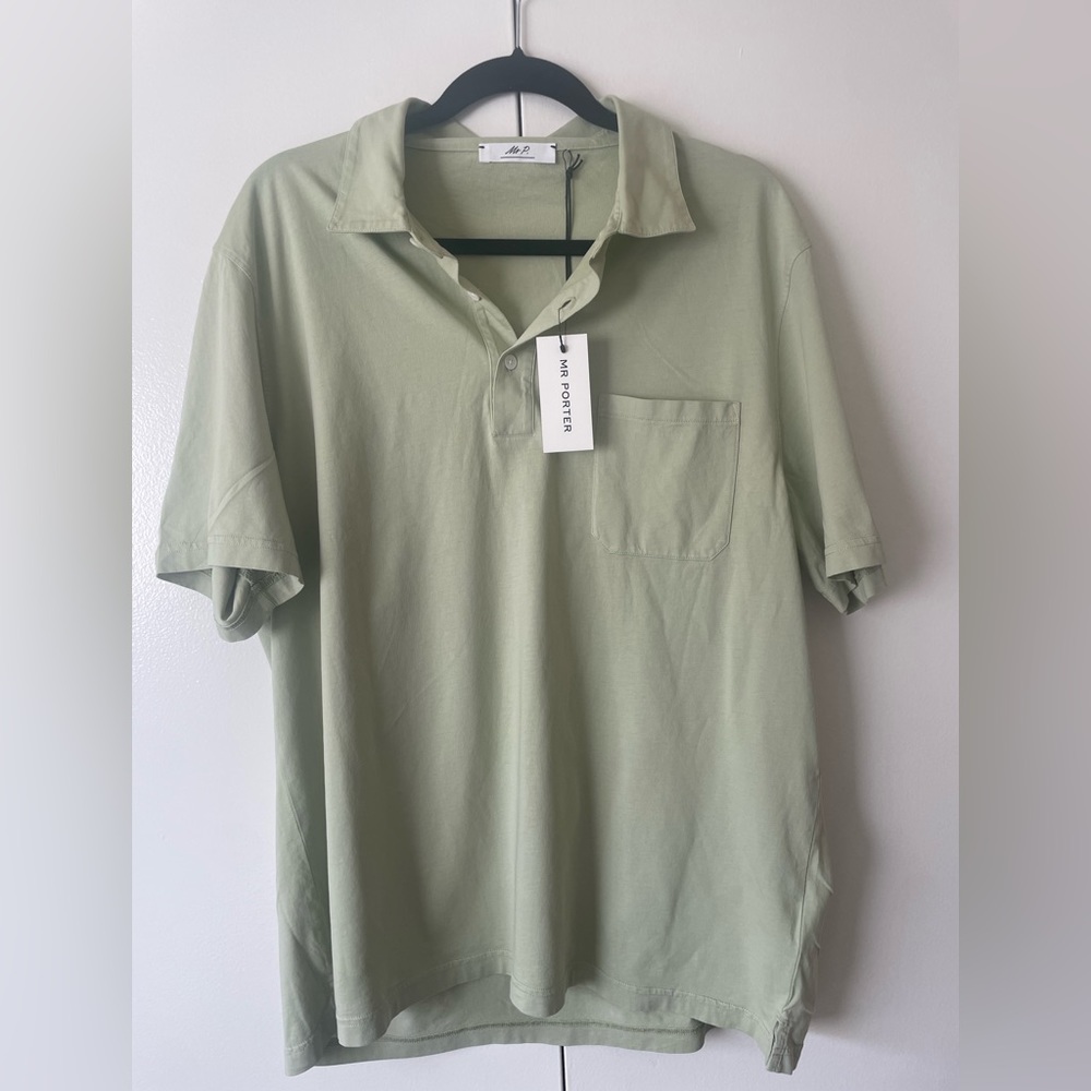 MR PORTER Garment-Dyed Cotton-Jersey Polo Shirt NWT